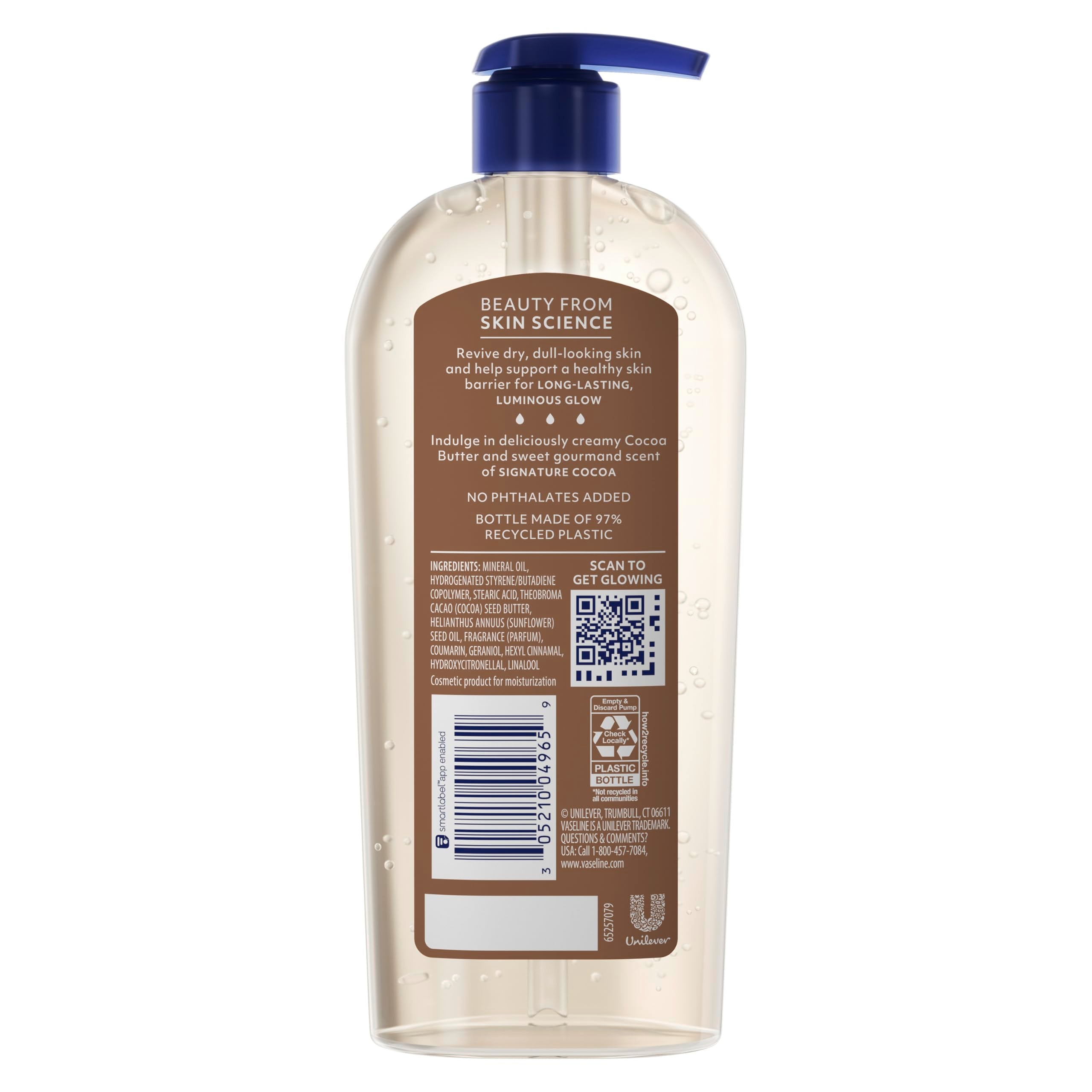 Vaseline Intensive Care Cocoa Radiant Body Gel Oil with 100% Pure Cocoa Butter, 12 oz
