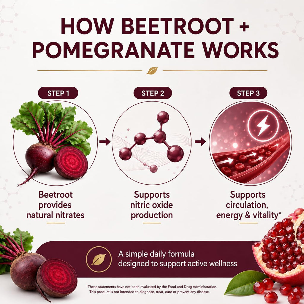 Beetroot + Pomegranate Capsules, Supports Daily Wellness, Energy & Stamina, Beet Root Capsules for Men & Women, 90 Capsules