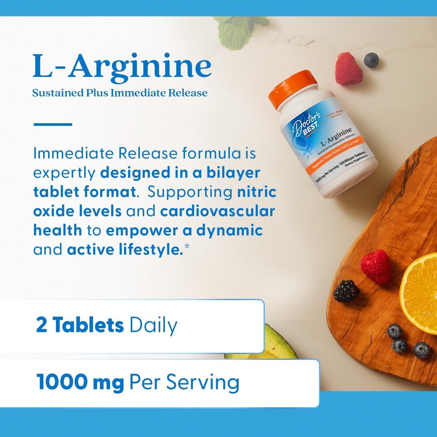 Buy now Doctor's Best Sustained Plus Immediate Release L-Arginine, Non-GMO, Vegan, Gluten & Soy Free, 500 mg, Tablet, 120 Count at indiglob india