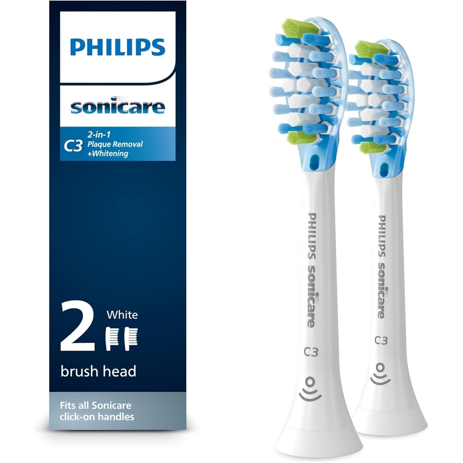 Buy now Philips Sonicare Genuine C3 Premium Plaque Control Replacement Toothbrush Heads, 2 Brush Heads, Black, HX9042/95 2 Count (Pack of 1) White at indiglob india