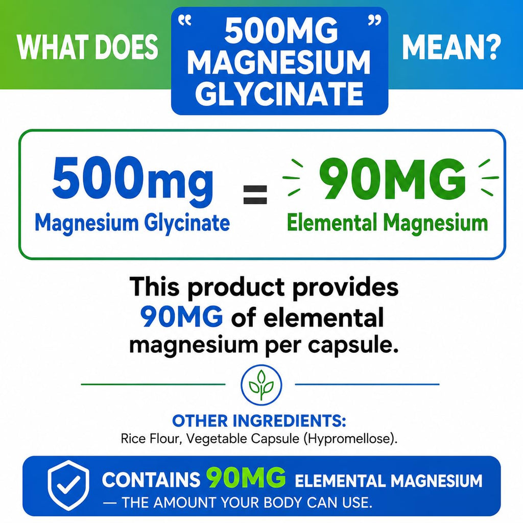 Magnesium Glycinate 500mg per Capsule – 240 Capsules – High Absorption Magnesium Supplement for Relaxation, Calmness & Muscle Support – Gentle on Stomach – Made in USA