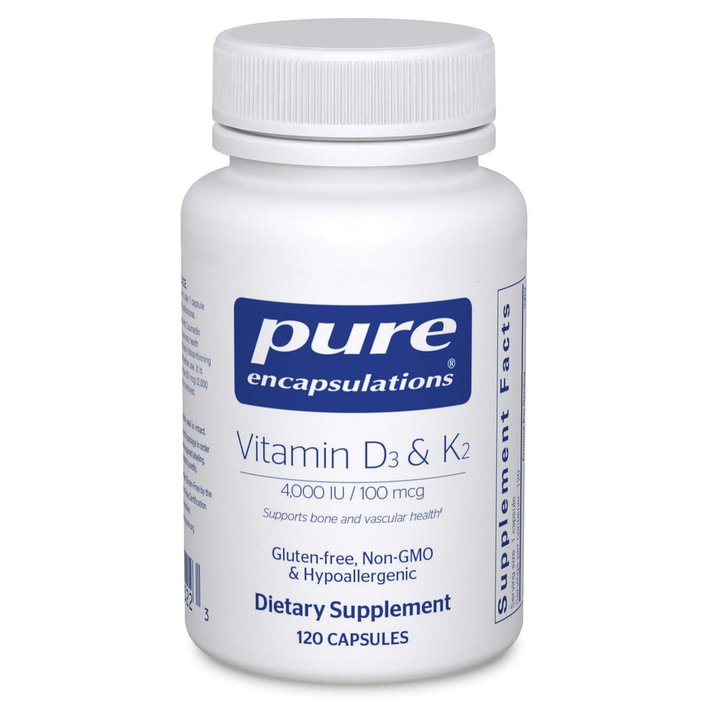 Pure Encapsulations Vitamin D3 & K2, 120 Capsules | Bone and Vascular Health Support*, Immune Function Support*, Gluten-Free, Non-GMO, with Vitamin D3 and K2
