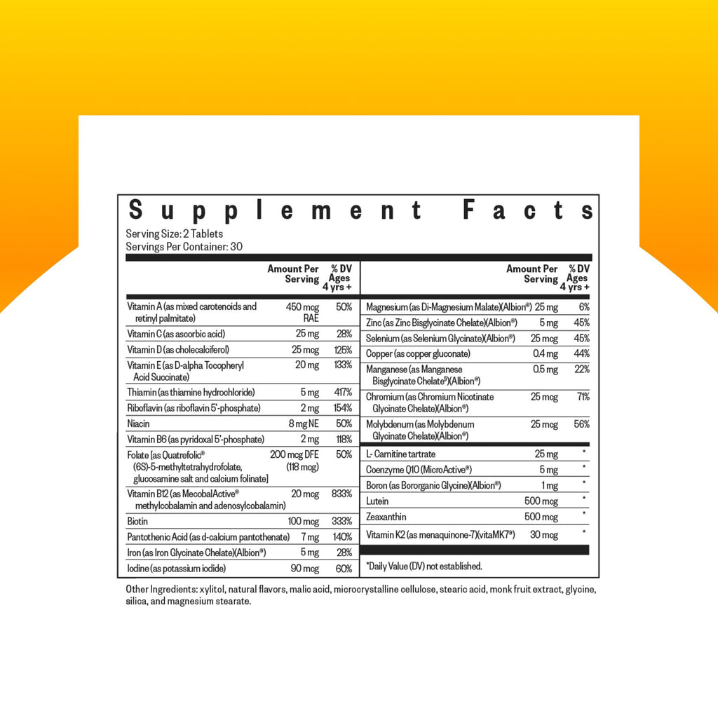 Seeking Health Kids Multivitamin Chewable, Formulated for Children’s Health, with L-5-MTHF L-Methylfolate, B12, Riboflavin, Vitamin A, Vegetarian (60 Chewable Tablets)*