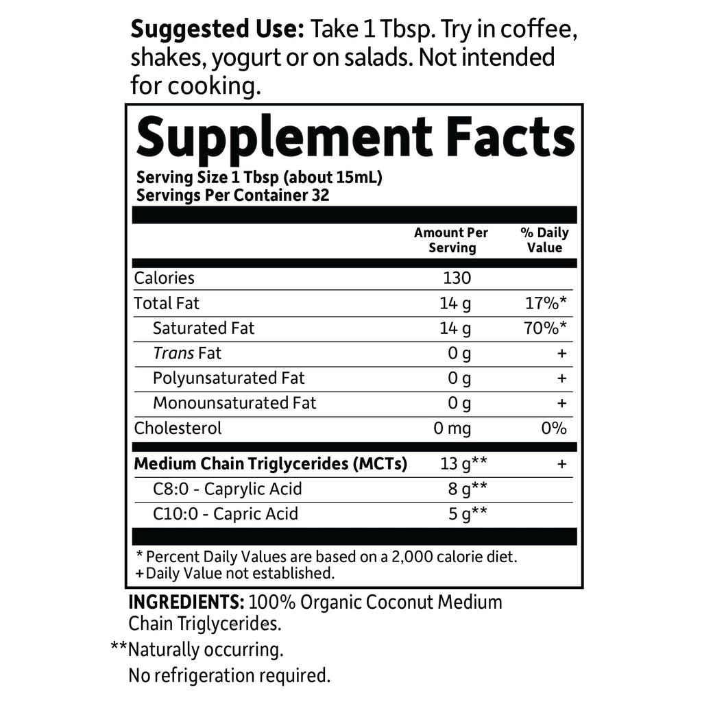 Garden of Life Dr. Formulated Brain Health 100% Organic Coconut MCT Oil 16 fl oz Unflavored, 13g MCTs, Body & Brain Fuel, Certified Non-GMO Vegan & Gluten Free, Hexane-Free