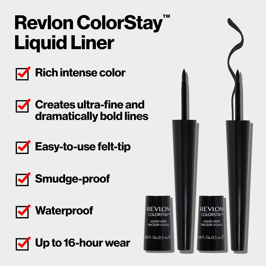 Buy now Revlon Liquid Eyeliner, ColorStay Eye Makeup, Waterproof, Smudgeproof, Longwearing with Ultra-Fine Tip, 251 Blackest Black, 0.08 Fl Oz (Pack of 1) at indiglob india