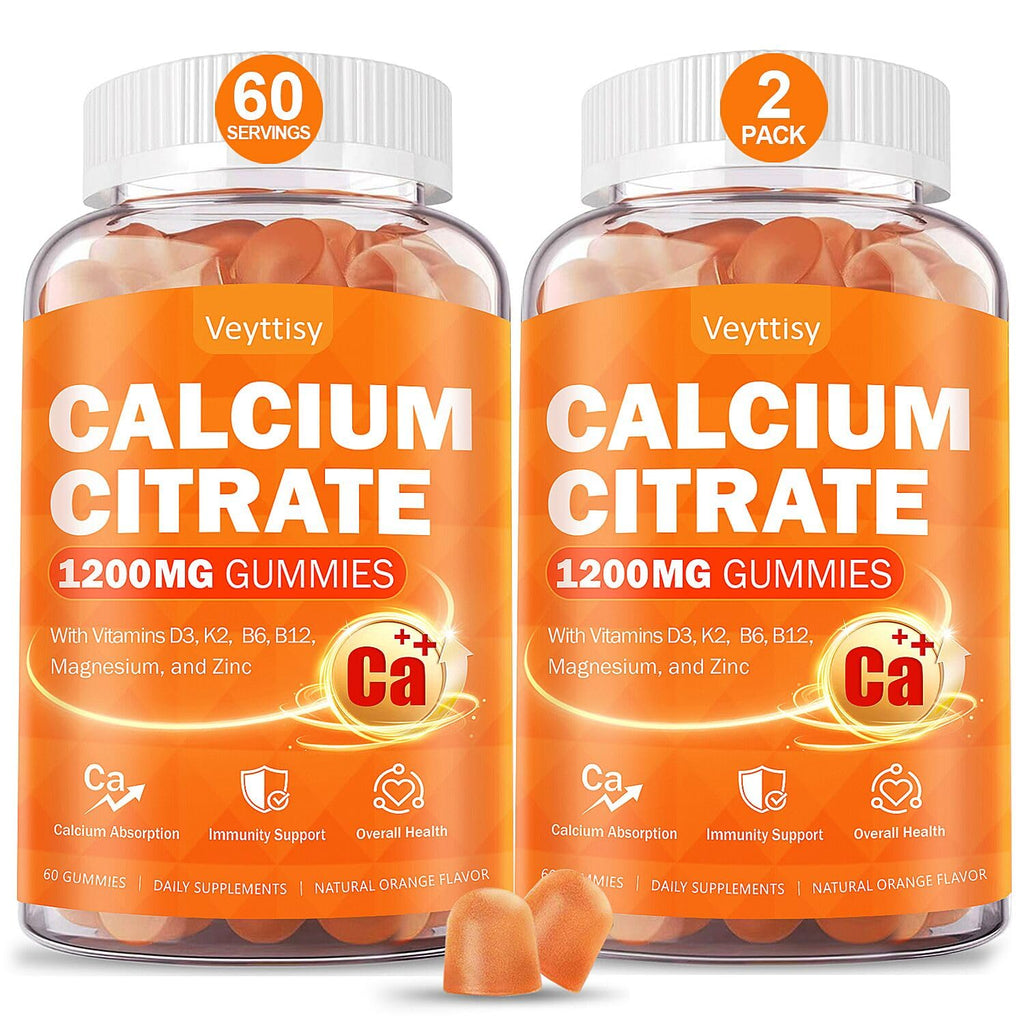 Calcium 1200 mg with Vitamin D3 for Adults - Calcium Supplement Gummies | with 5000iu Vitamin D3, K2, B6, B12, Magnesium & Zinc for Women Men - Easy to Digest, Vegan, Sugar Free, 120 Gummeis