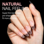 AILLSA Short Almond Nail Tips offer a natural look with a super thin back edge and pre-shaped design for a perfect fit. 450 pieces included.