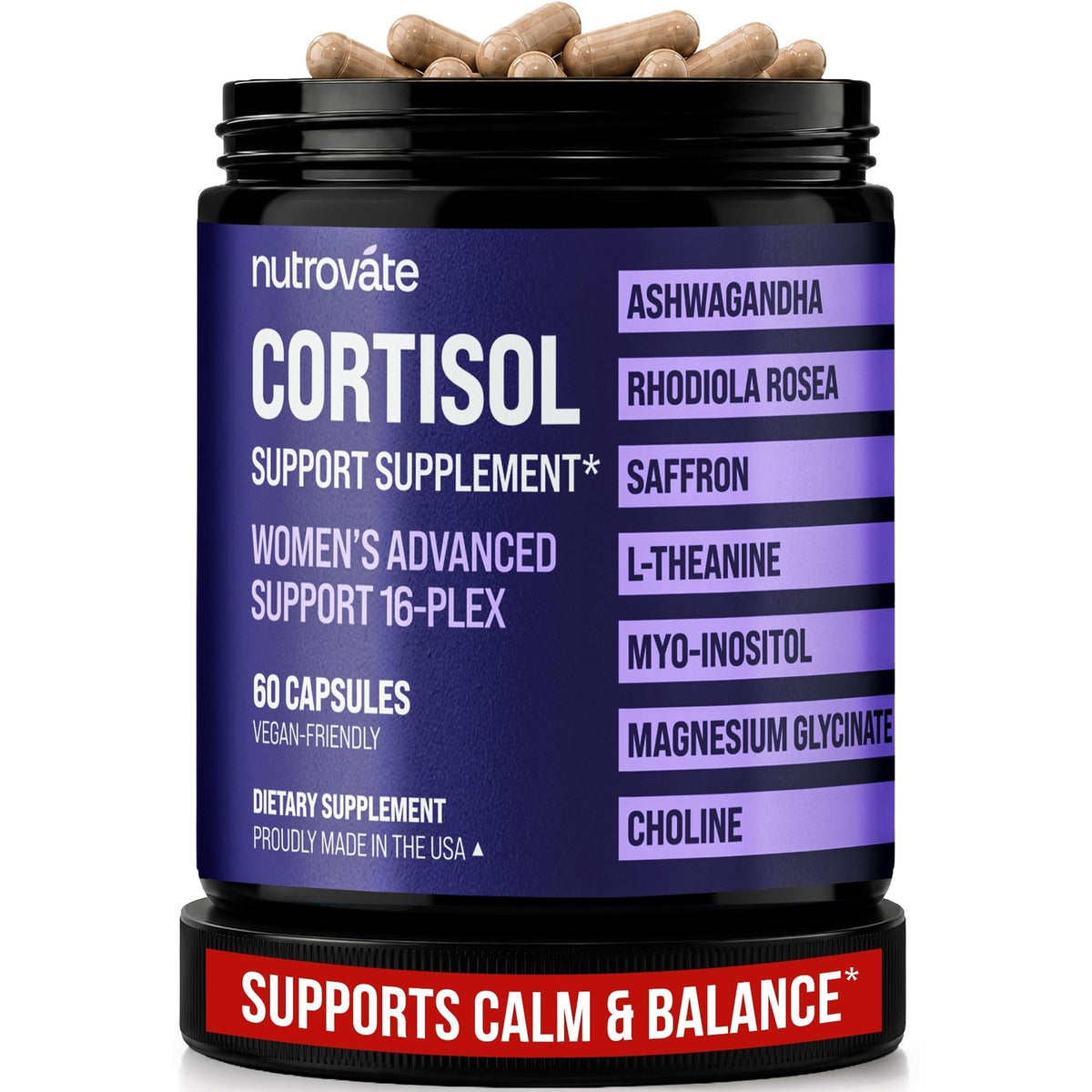 Cortisol Supplement for Women with Rhodiola Rosea, Ashwagandha, & Magnesium