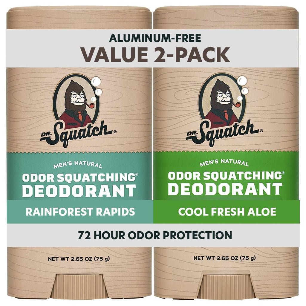 Buy now Dr. Squatch Natural Men’s Deodorant – Aluminum Free Natural Deodorant Men with Charcoal & Postbiotics for 72-Hour Odor Protection – Rainforest Rapids + Fresh Falls, 2.65oz Stick (2-Pack) at indiglob india