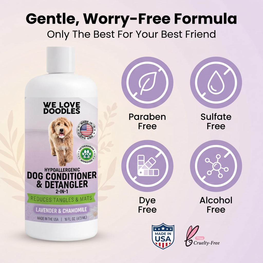 2-in-1 Dog Conditioner & Detangler, for Doodles & Poodles, Lavender, 16OZ
