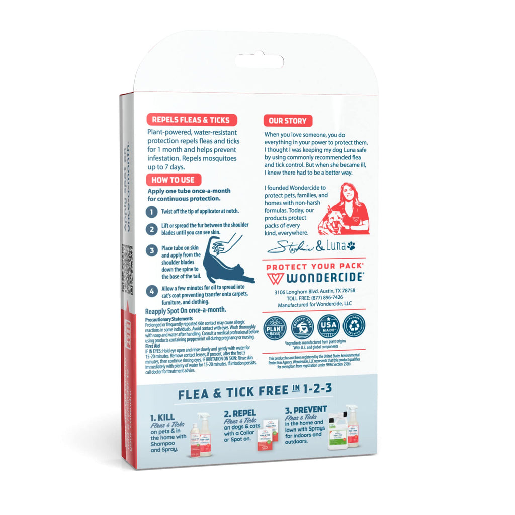 Wondercide - Flea Tick & Mosquito Cat Spot On - 3 Tubes of 0.03 oz
