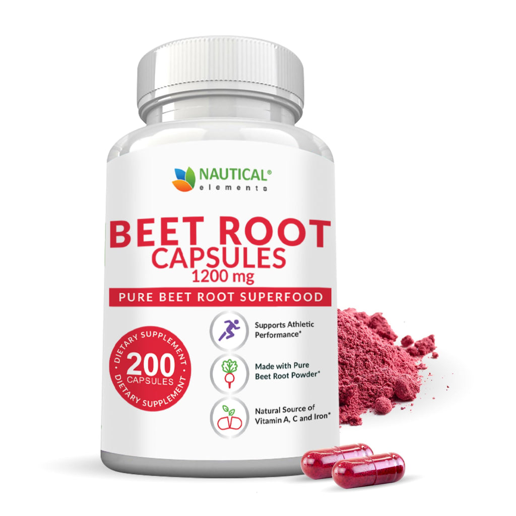 Beet Root Capsules - 1200mg Per Serving - 200 Beet Root Powder Capsules | Beetroot Powder Supports Blood Pressure, Athletic Performance, Digestive, Immune System Pure, Non-GMO & Gluten Free 100 Days