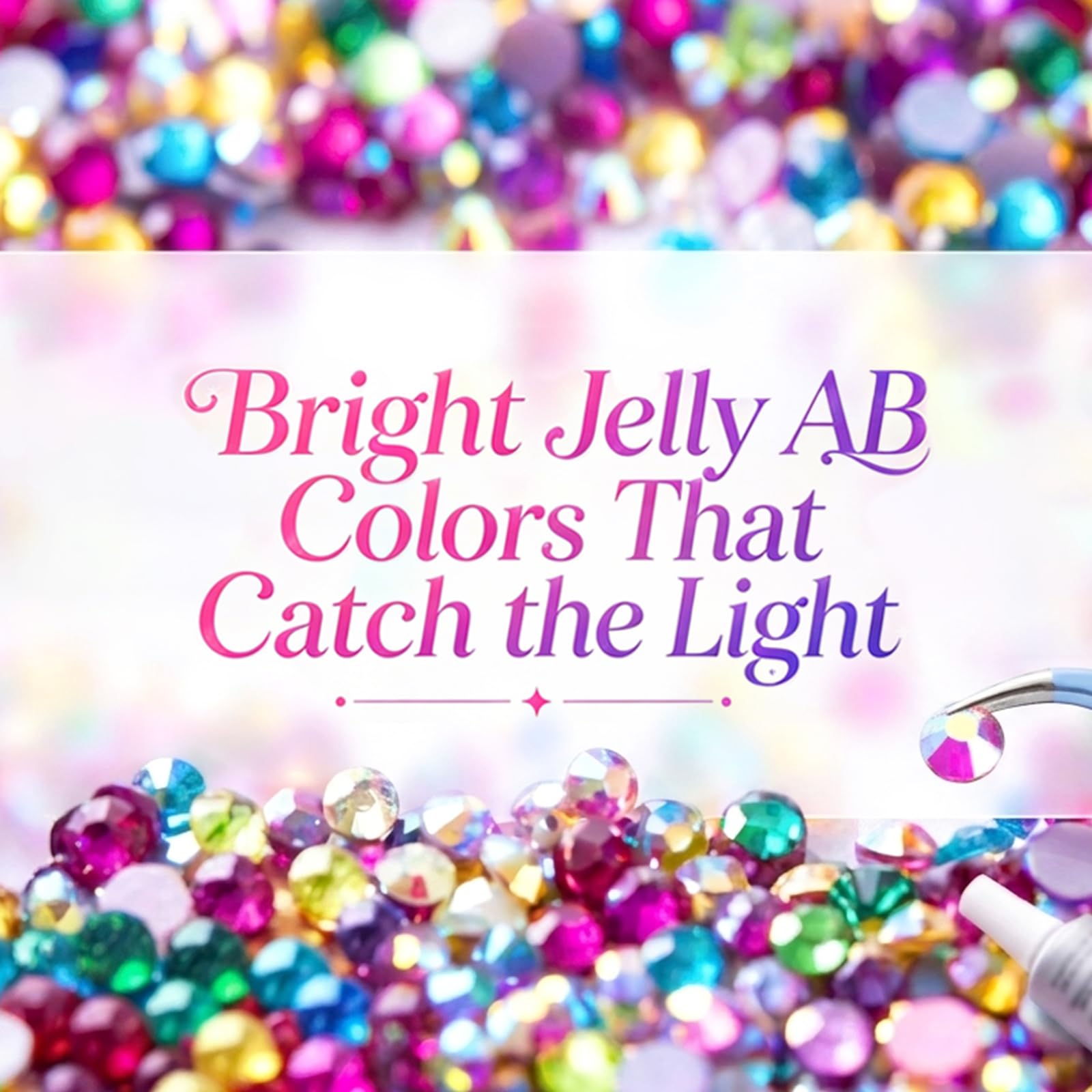 40,000-Piece Bedazzling Kit, 40 Colors, 3mm Jelly AB Resin Rhinestones | Flatback gems with 4 B-7000 glue tubes, 40-compartment box, tweezers and trays for tumblers, phone cases and DIY crafts.