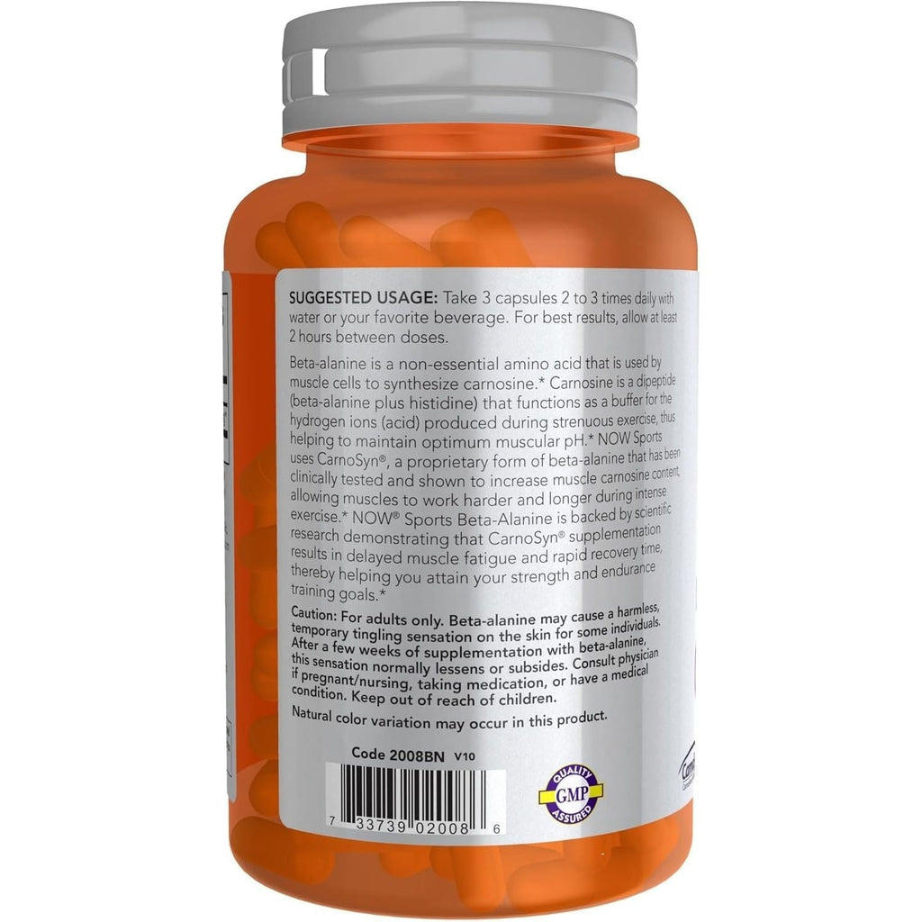 Buy now NOW Foods Sports Nutrition, Beta-Alanine 750 mg, Delays Muscle Fatigue*, Endurance*, 120 Veg Capsules at indiglob india