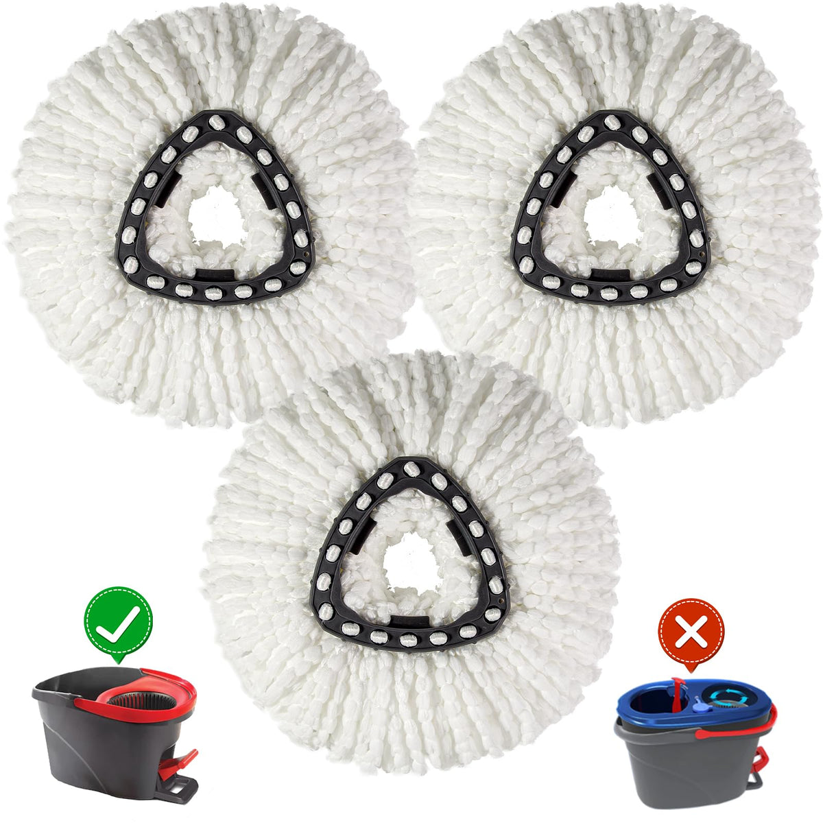 [3 Pack] Mop Replace Heads, Mop Refill Heads Replacements Compatible with O Cedar Spin Mop 1-Tank System- Easy to Replace, Microfiber, Machine Washable
