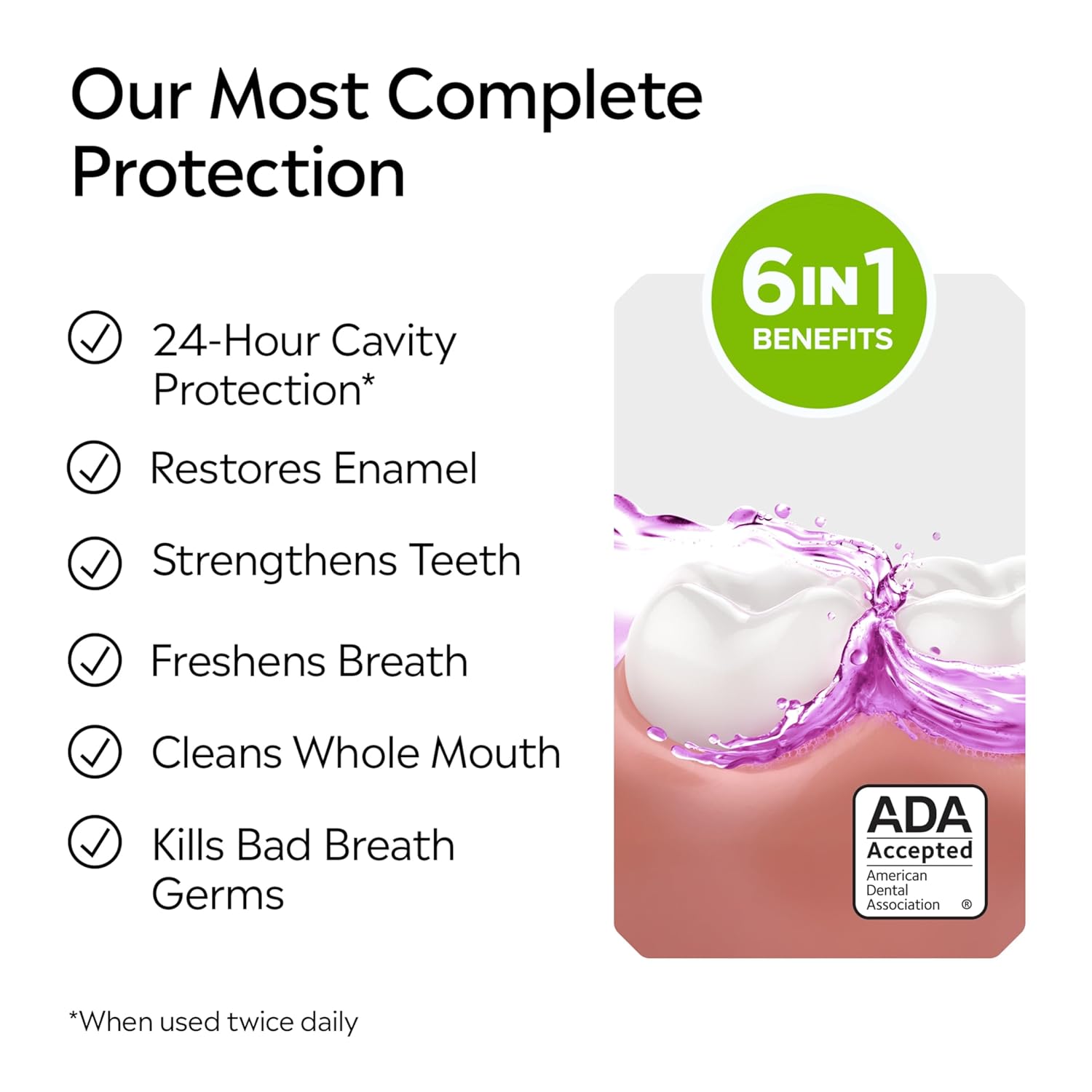 Buy now Listerine Total Care Alcohol-Free Anticavity Mouthwash, 6 Benefit Fluoride Mouthwash for Bad Breath and Enamel Strength, Fresh Mint Flavor, Twin Convenience Pack, 2 x 1 L at indiglob india