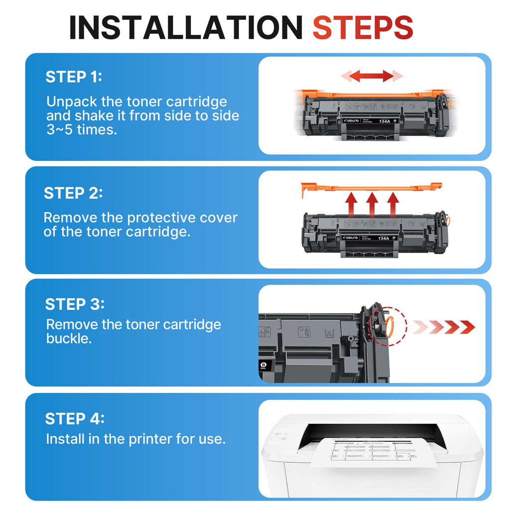 134A Black Toner Cartridge 2-Pack Replacement for HP 134A 134X (with Chip)