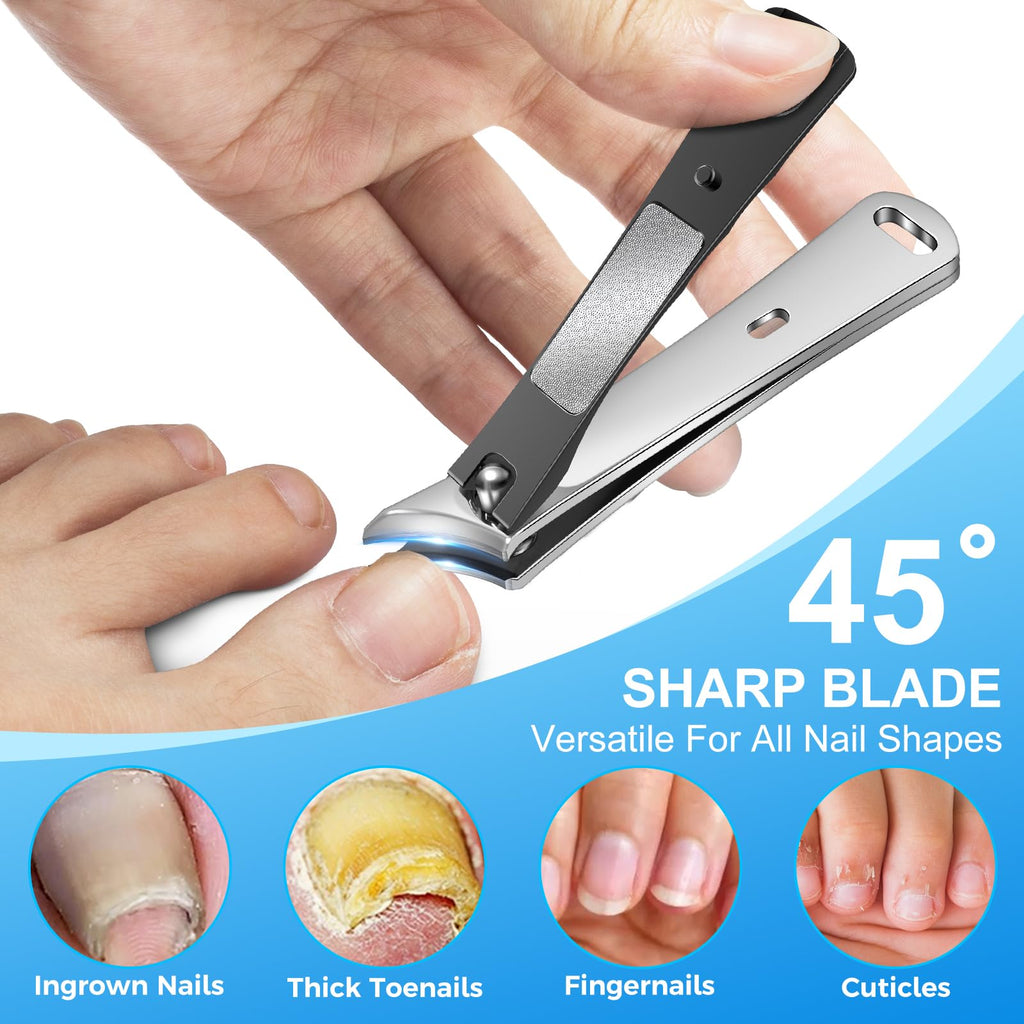 2026 Toenail Clippers for Thick Toenails for Seniors Angled Head | Large Toe Nail Clippers Set for Men, Long Handle Heavy Duty Ingrown Toenail Clippers, Ultra Sharp Slanted Finger Nails Cutter