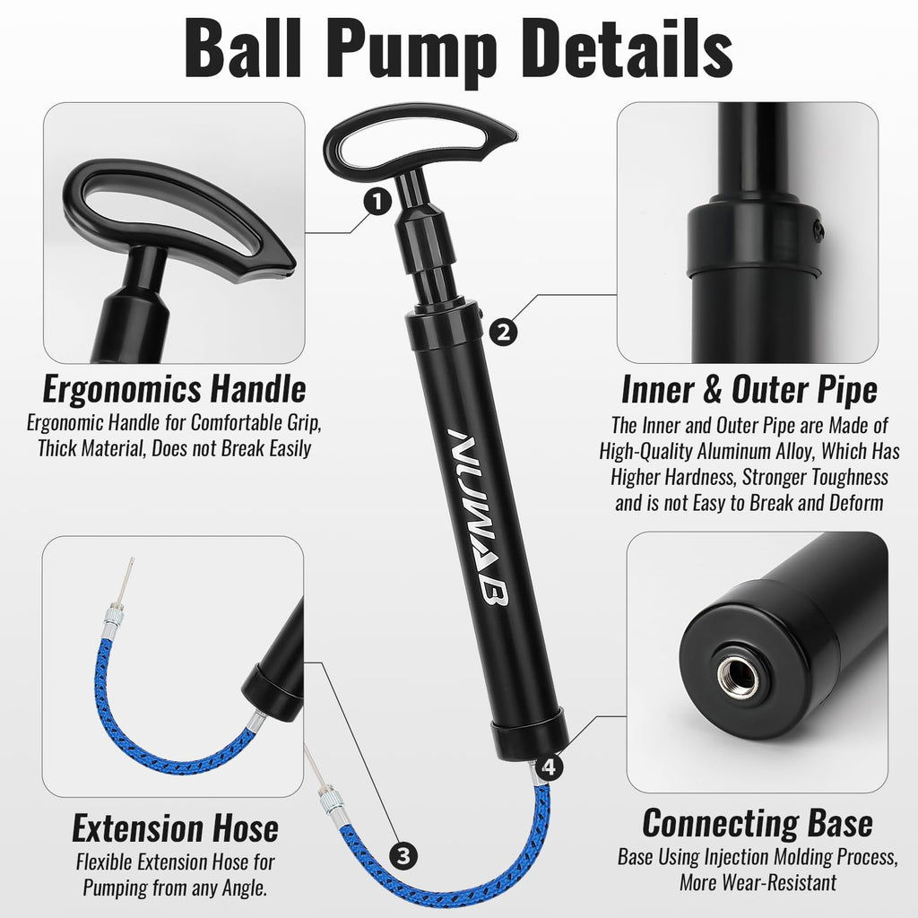 NUWAB 10.6 Inch Ball Pump, Lightweight Portable Hand Air Pump
