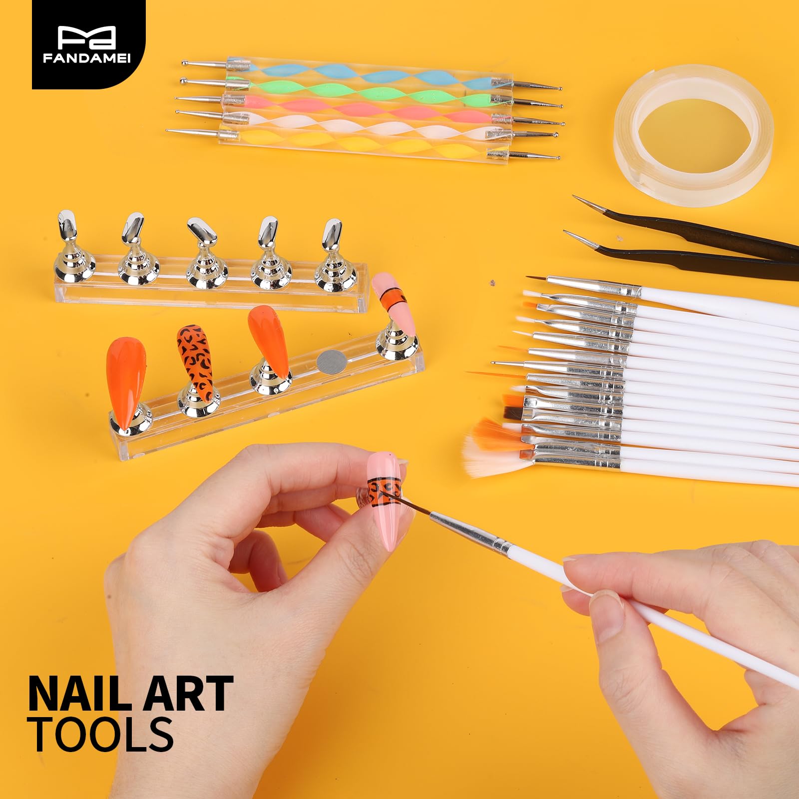 FANDAMEI Nail Art Tools, Nail Stuff, Nail Supplies, Nail Stand, Nail Brush | Nail Art Brushes, Nail Dotting Tool, Nail Stand For Press Ons, Nail Holder For Painting Nails, Nail Tools, Nail Design Tools