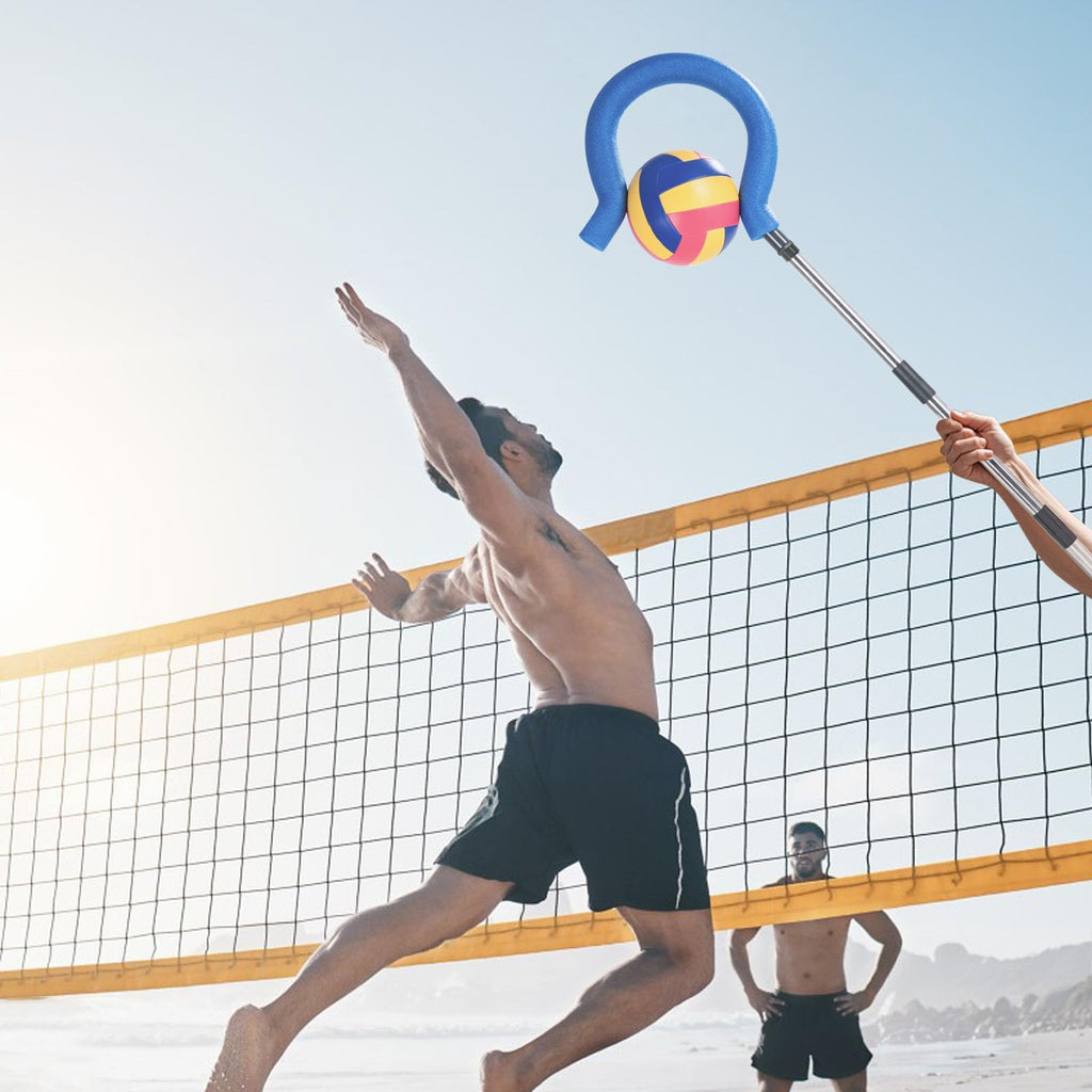 Adjustable Volleyball Spike Trainer with Question Mark Hook, Portable Lightweight Hitting Trainer for Serving, Spiking & Jump Training, Real-Ball Feel, Volleyball Gift for Beginners & Pros (No Ball)