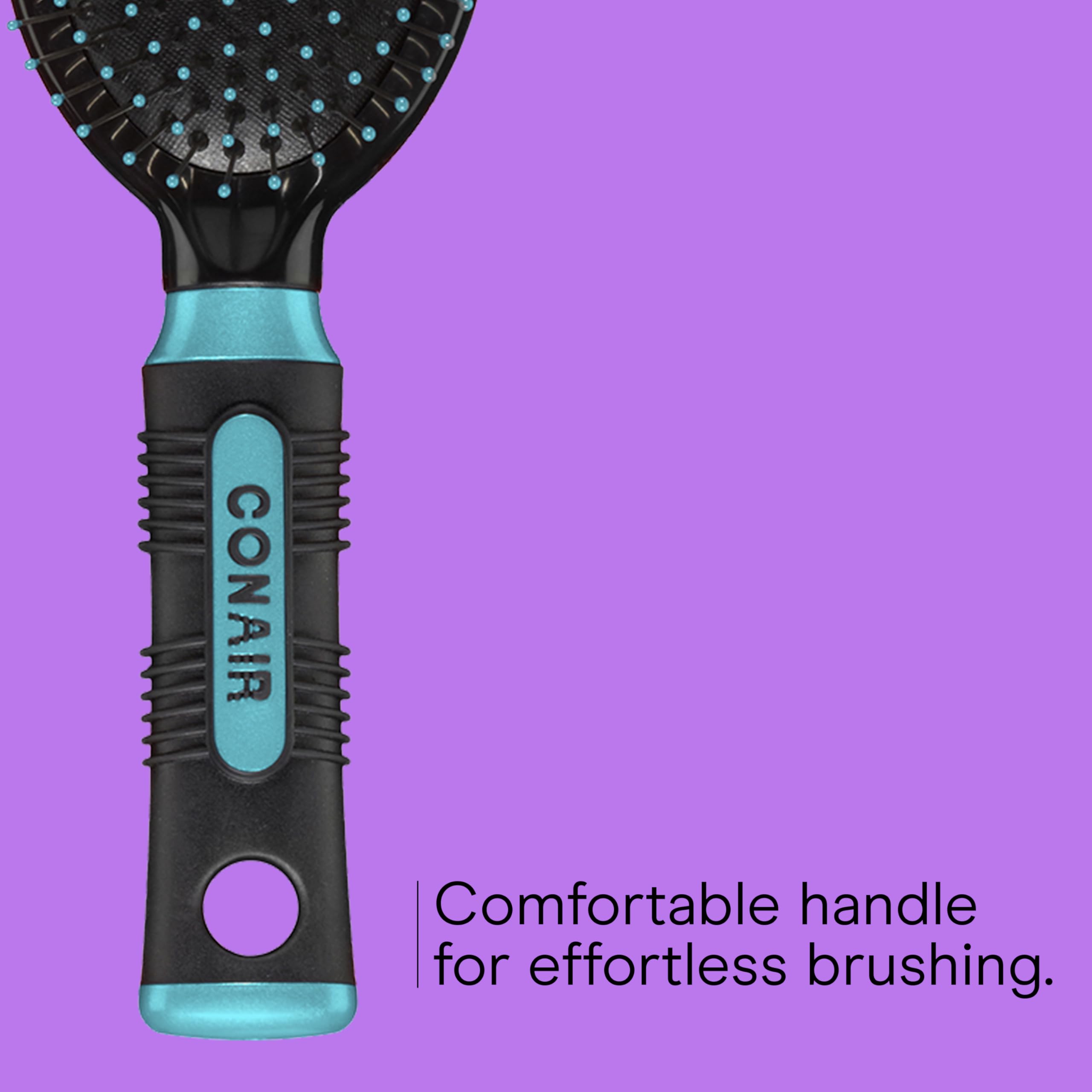 Conair Salon Results Hair Brush, Detangling Hair Brush for Men and Women, For All Hair Types, Metal Bristles and Cushion Base