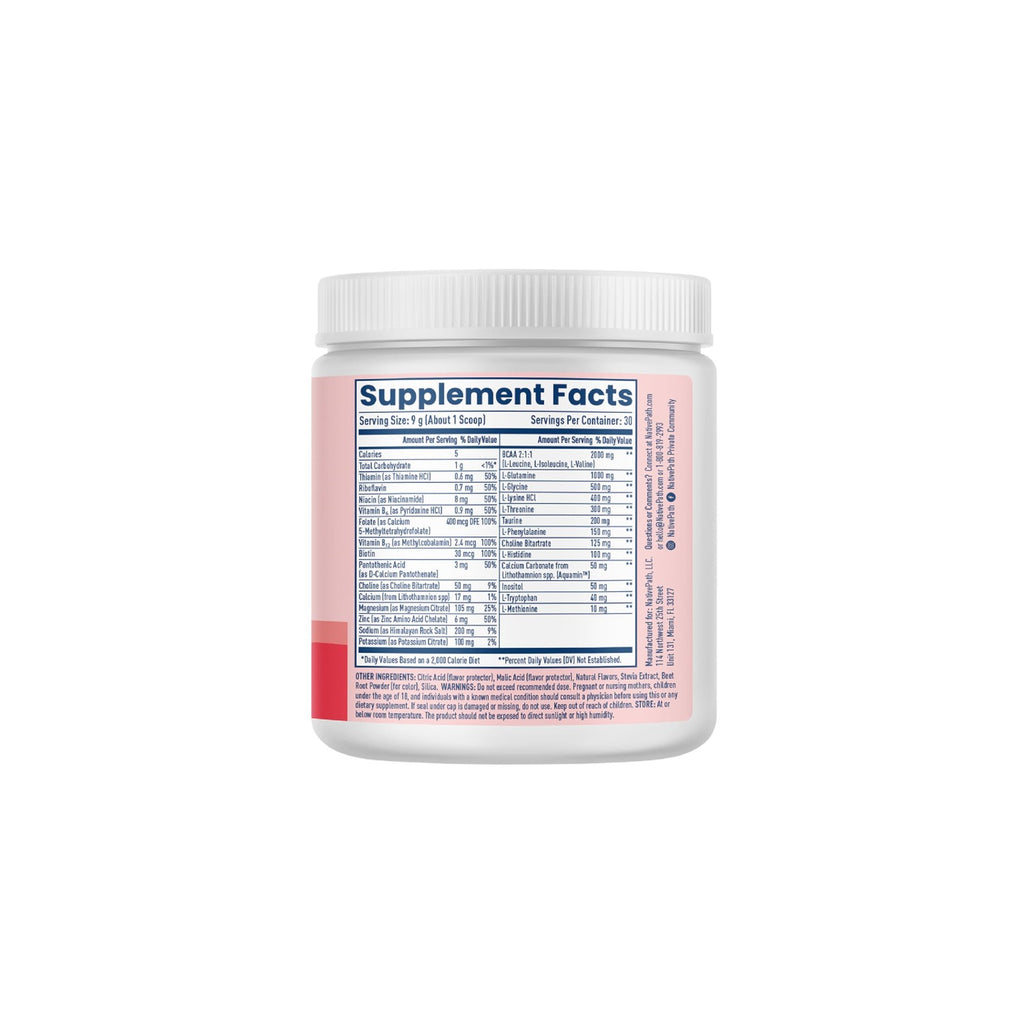 NativePath Hydrate Electrolyte Powder, Mixed Berry, 30 Servings | 14 Vitamins & Minerals, 9 Aminos & 2000mg BCAAs, Zero Sugar, Supports Hydration & Recovery, Stevia, Keto