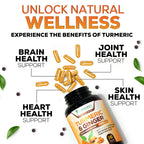 Turmeric Curcumin Supplement - 95% Curcuminoids with Organic Turmeric & Ginger, BioPerine Black Pepper Extract for Best Absorption, Natural Vegan Joint Support, Non-GMO, Bottled in USA - 240 Capsules