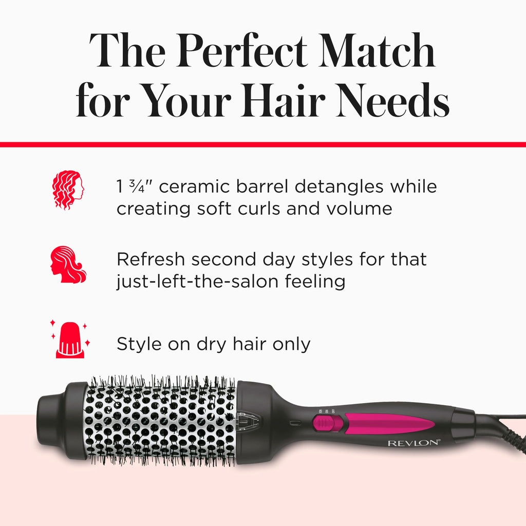 Buy now REVLON Perfect Match Hot Styler - Heated Brush to Style and Extend Blowouts, Hot Brush for Curls, Body, and Volume, Reduces Frizz and Boosts Shine at indiglob india