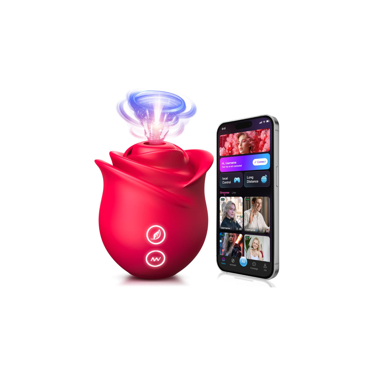 Rose Sex Toy Sucking Vibrator - Rose Toy Clit Sucker App Control Vibrator with 10 Suction Modes for Clitoral, Anal & Nipple Stimulation, Female Adult Sex Toys for Women Couples Oral Sex Pleasure