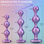 3 Pcs Lightweight Alloy Anal Beads Training Sets Butt Plugs, Hearted Bases