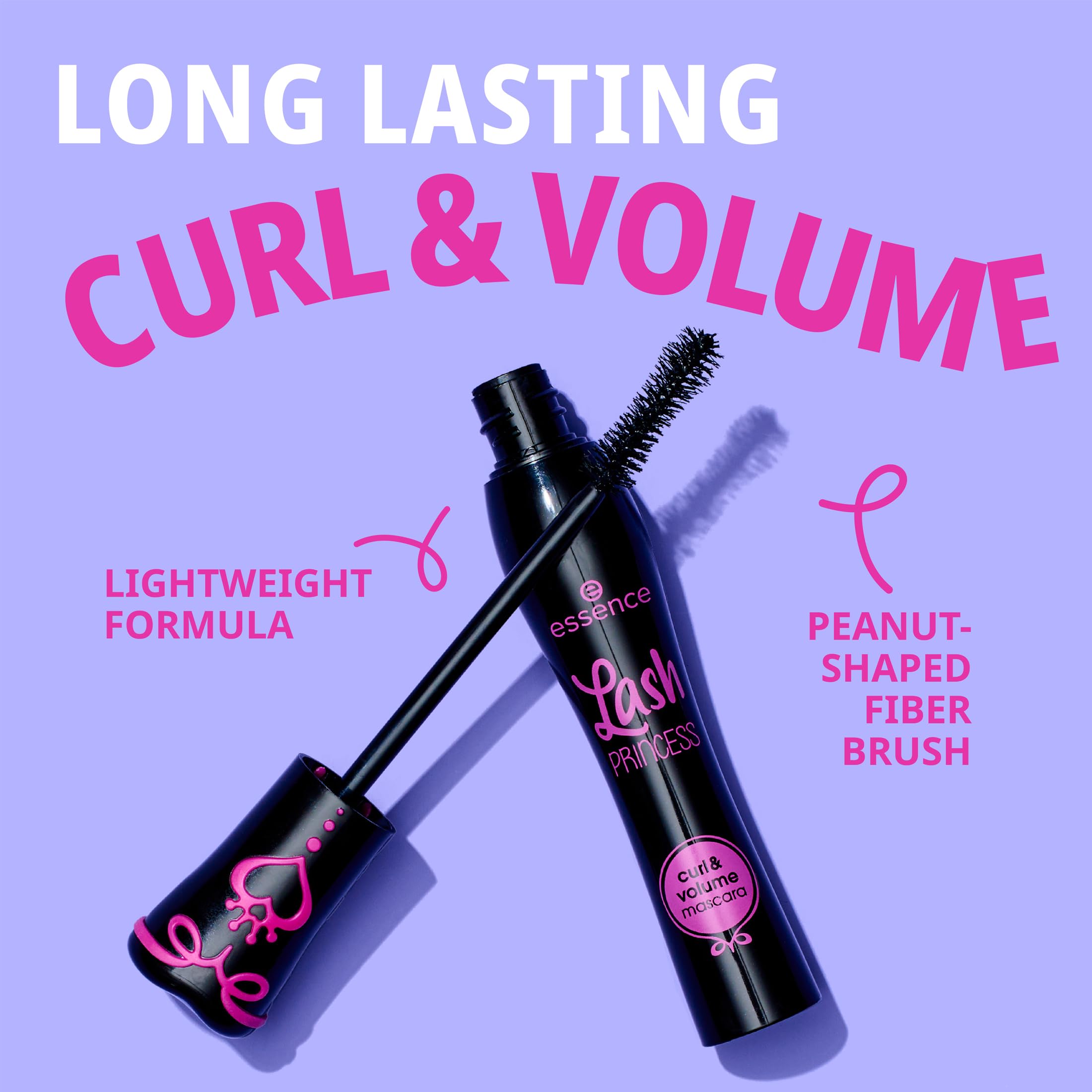essence Lash Princess Curl & Volume Mascara, Black (Pack of 1) | Lifting, Volumizing & Lengthening Fiber Brush, Long-Lasting Lightweight Formula, Vegan, Cruelty Free, Paraben Free