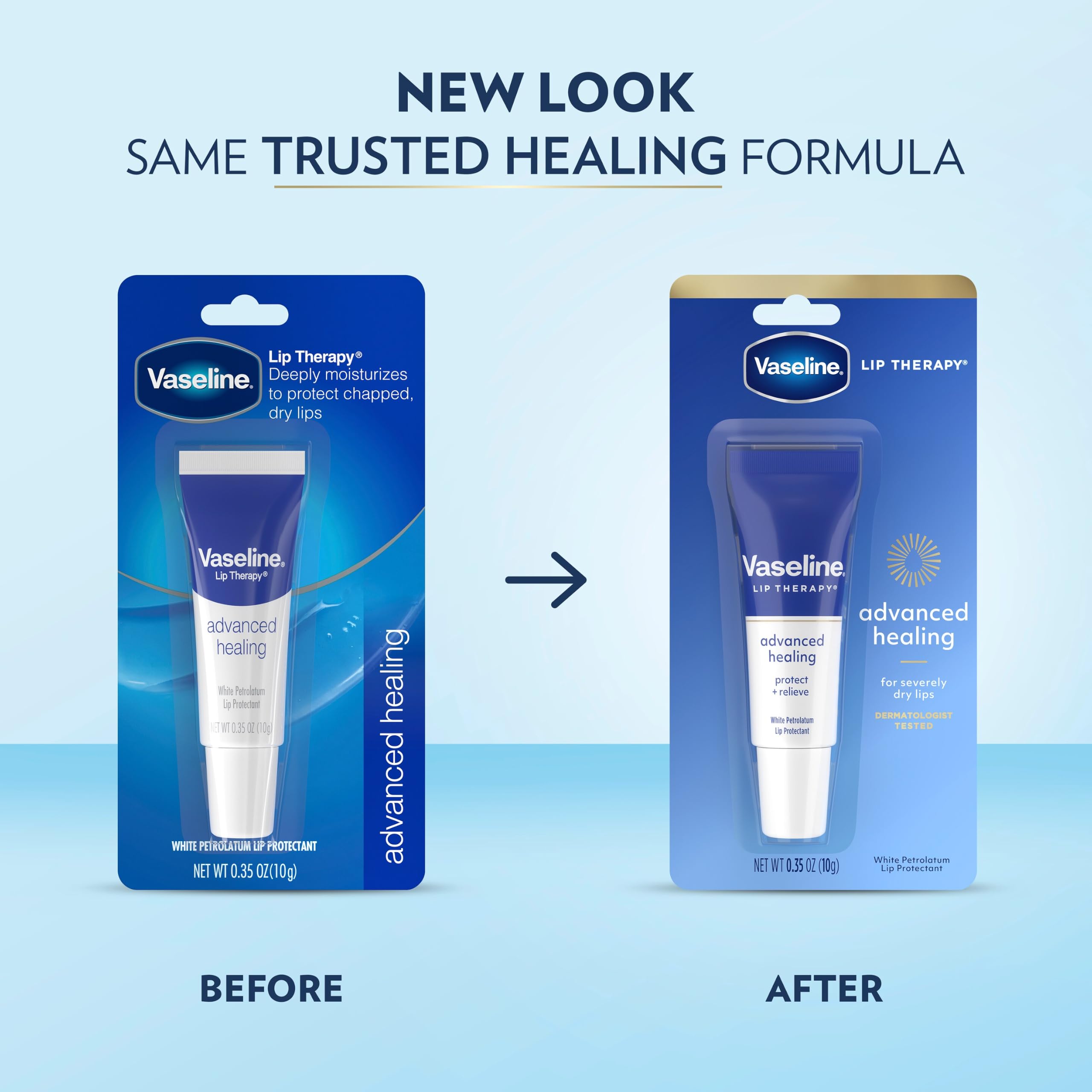 Vaseline Lip Therapy Advanced Healing Lip Moisturizer 3-Pack, 0.35 Oz Ea | #1 Dermatologist-Recommended Skin Protectant, Healing Ointment for Soothing Dry, Chapped Lips | Travel Essentials