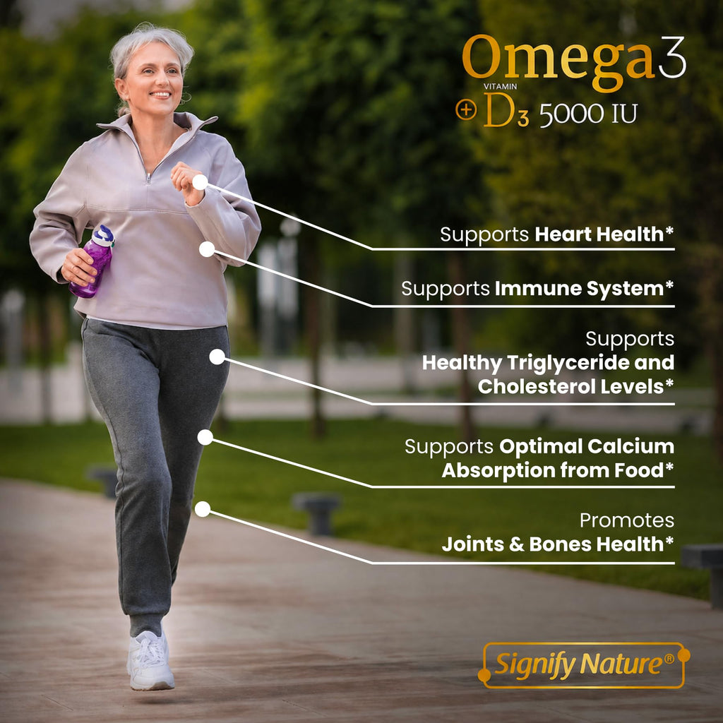 SIGNIFY NATURE Omega-3 + D3 Fish Oil 1000mg / Vitamin D3 5000IU 90 Softgels