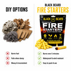 Black Beard Fire Plugs (50 Plugs) | 100% Weatherproof Fire Starter for Campfires | Can Light 50+ Fires | Extra Long Burn Time | 30 Yr Shelf Life for Emergency Survival Kits | Made in USA, Yellow