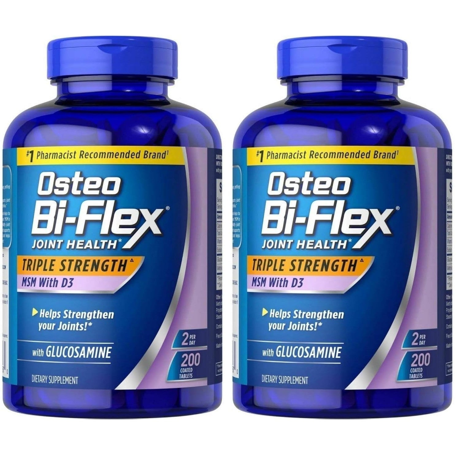 Osteo Bi-Flex Triple Strength Glucosamine 1500 mg, MSM 1500 mg with Vitamin D3 1000 UI Tablets, 200 Count (Pack of 1)
