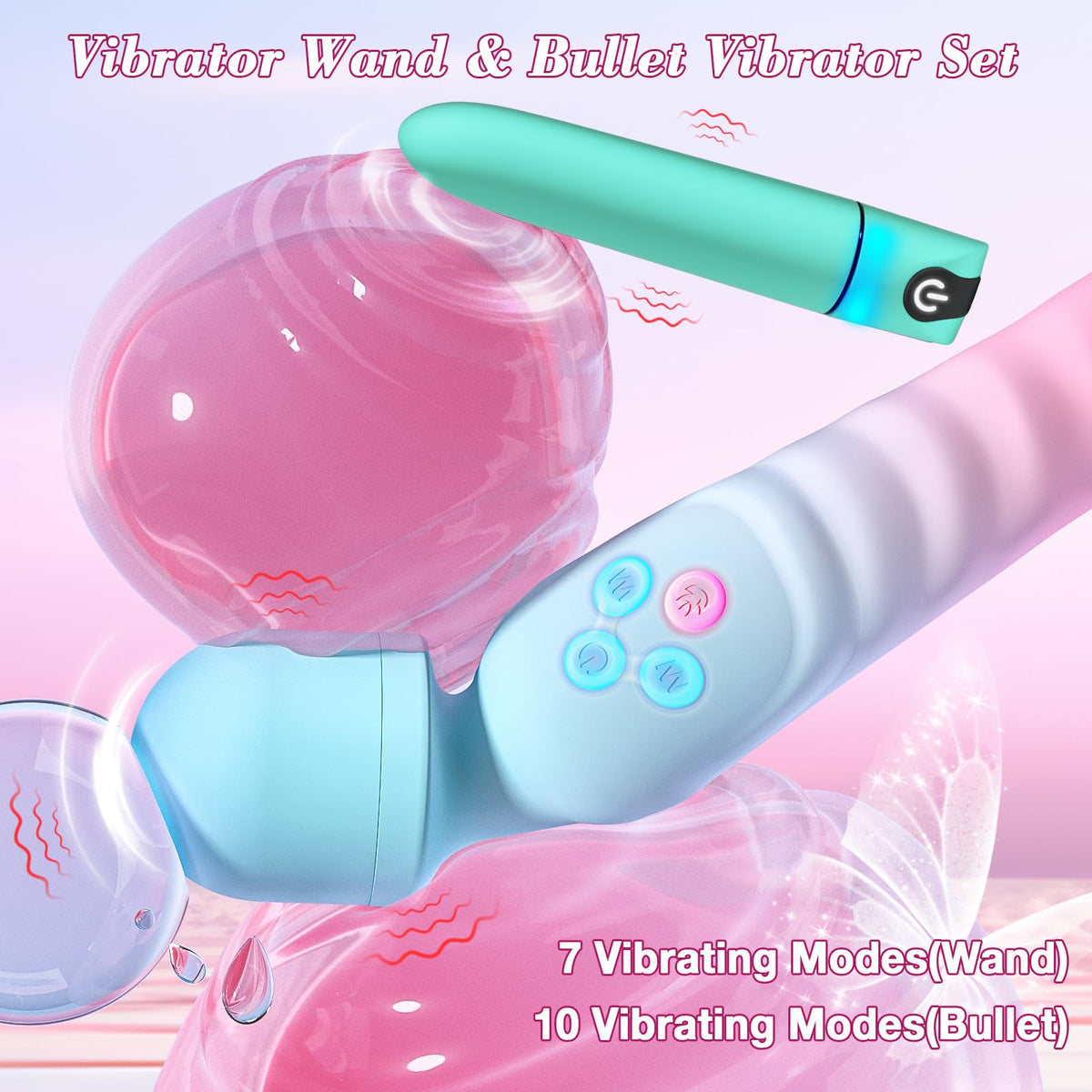 G Spot Vibrator Wand & Bullet Vibrator Set - Vibrators Sex Toys for Women, Clitoral Dildo with 7 Vibrating Modes, Waterproof Heating Wand Massager, Adult Sex Toy for Female and Couples