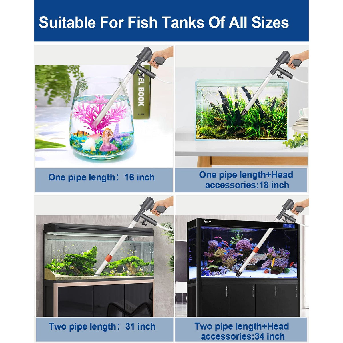 QZQ Aquarium Gravel Cleaner Vacuum Fish Tank Cleaner Tools Kit