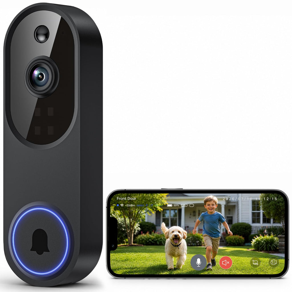 Video Doorbell Camera, Wireless Security Camera, 1080p, Battery Powered, AI Motion Detection, Night Vision, Two-Way Audio, Cloud Storage, 2.4 GWi-Fi, for Visitor, Baby Monitor