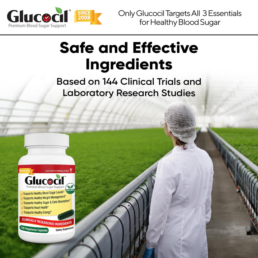 Glucocil – Vegetarian Capsules - Premium Blood Sugar Support - Supports the 3 Essentials for Healthy Blood Sugar - with Berberine, Proprietary Mulberry Leaf, and More