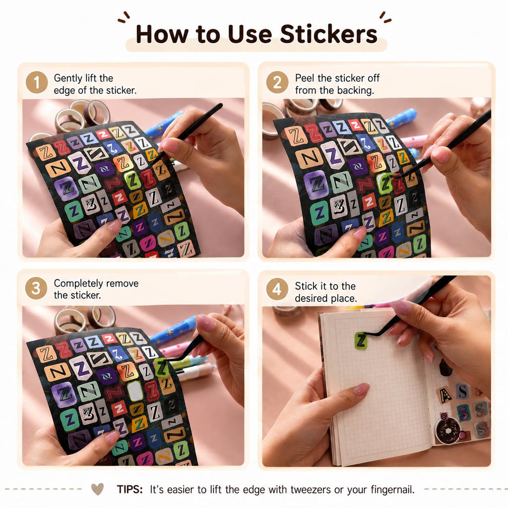 1600+ Pcs Vintage Letter Stickers Book for Scrapbooking DIY Crafts Notebook