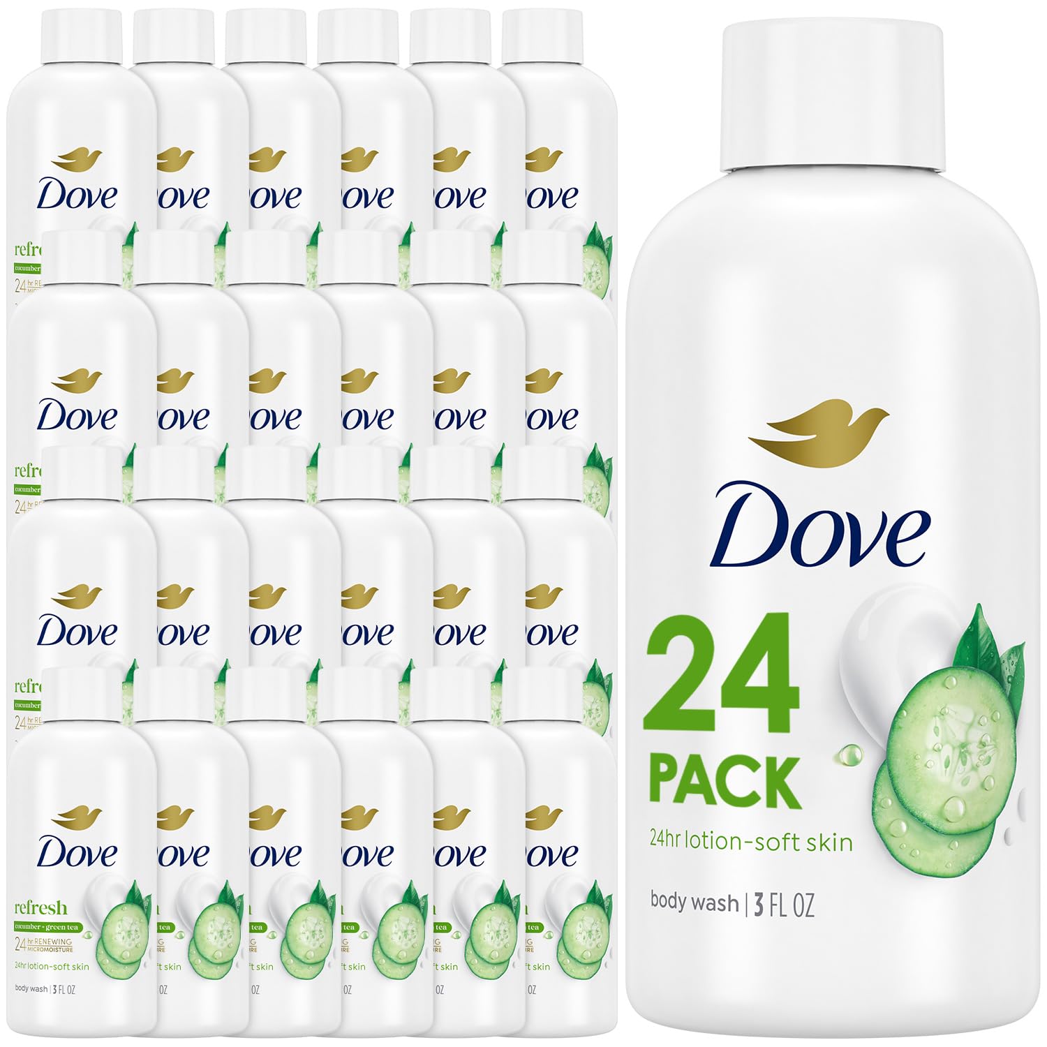 Dove Body Wash Deep Moisture for 24hr Lotion-Soft Skin Moisturizing Skin Cleanser with No Sulfates No Parabens 3 oz | Dove Deep Moisture Body Wash hydrates dry skin for 24 hours with a sulfate-free formula and MicroMoisture technology.