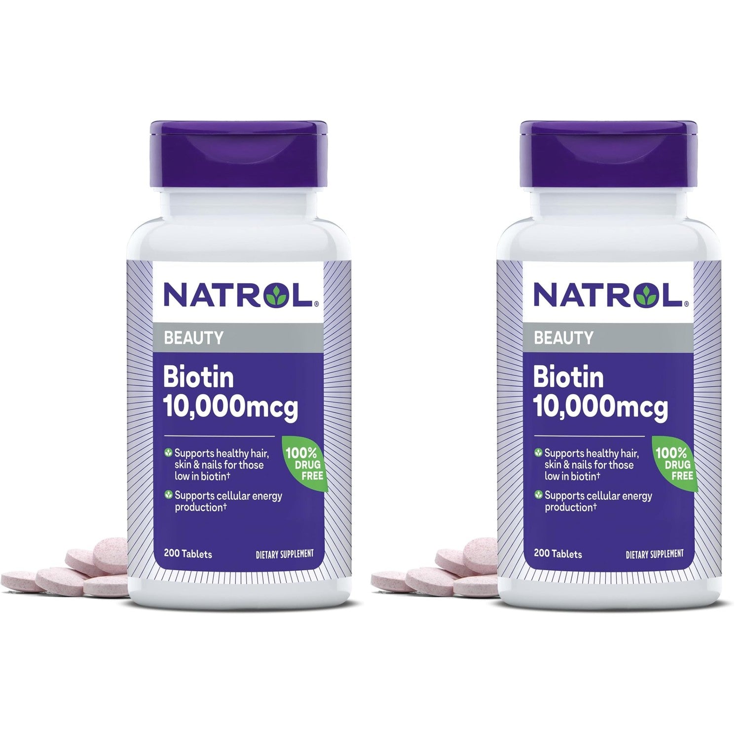 Natrol Biotin 10000mcg, for Healthy Hair, Skin & Nails, 200 Tablets | Support Healthy Hair, Skin and Nails for Those Low in Biotin, Support Healthy Carbohydrate, Fat & Protein Metabolism