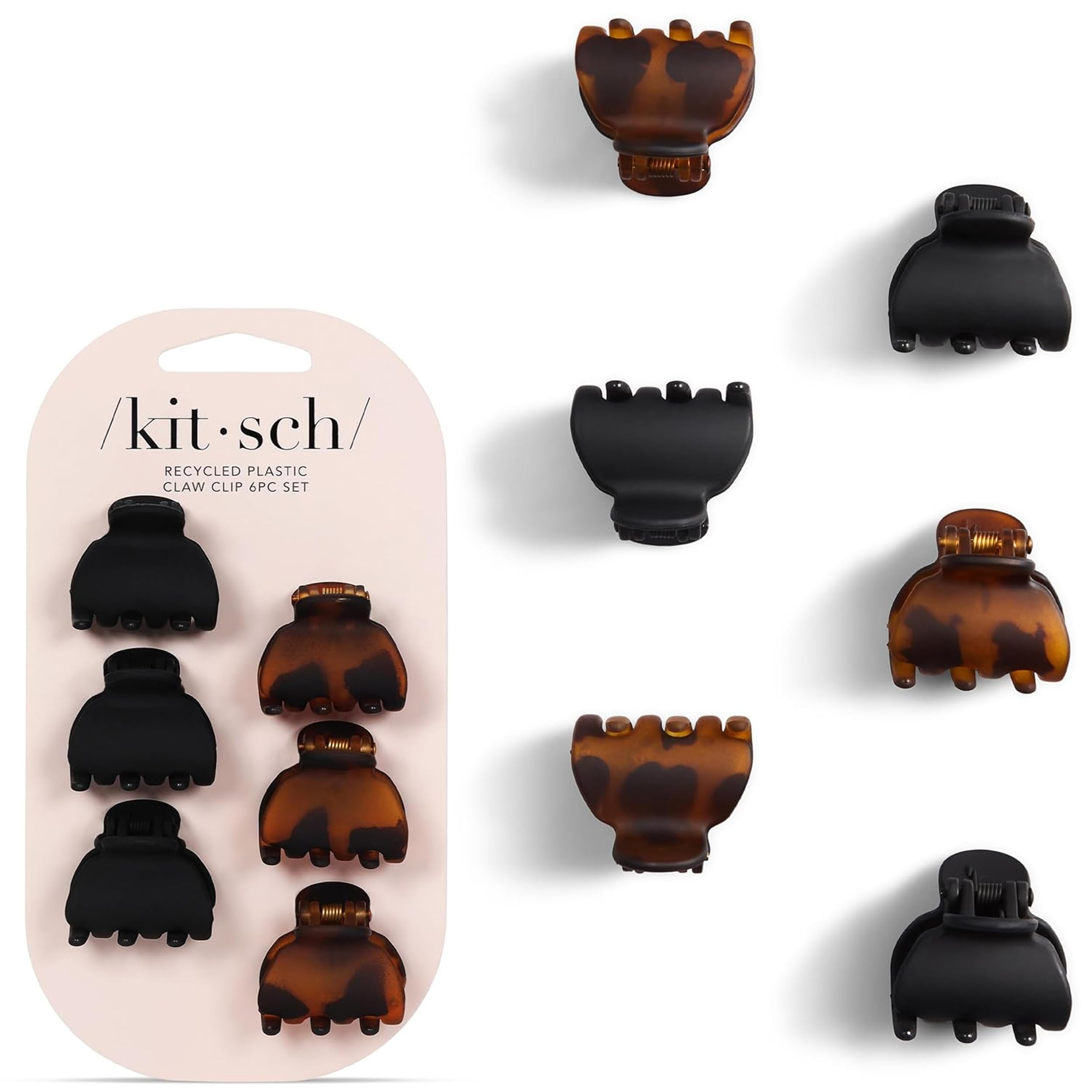 Kitsch Mini Hair Clips for Women - Tortoise & Black, 16 Pcs | Stays In Place Without Pulling or Snagging, Durable & Sturdy Plastic Small Hair Clips For Bangs, Stylish Hair Accessories