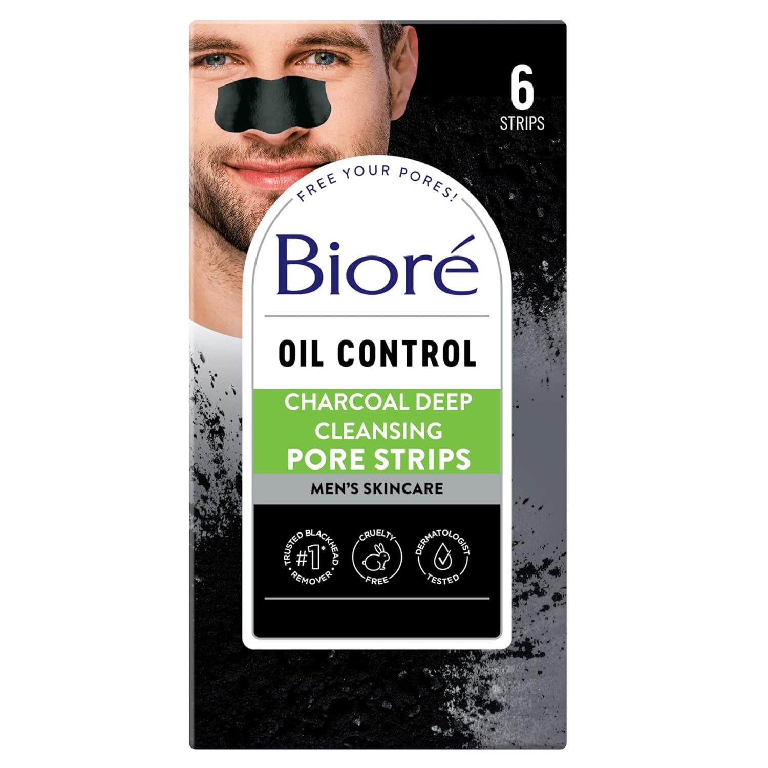 Buy now BiorÃ© Charcoal Deep Cleansing Pore Strips for Men, Nose Strips for Blackhead Removal on Oily Skin, Features C-Bond Technology with Instant Pore Unclogging, 6 Count at indiglob india