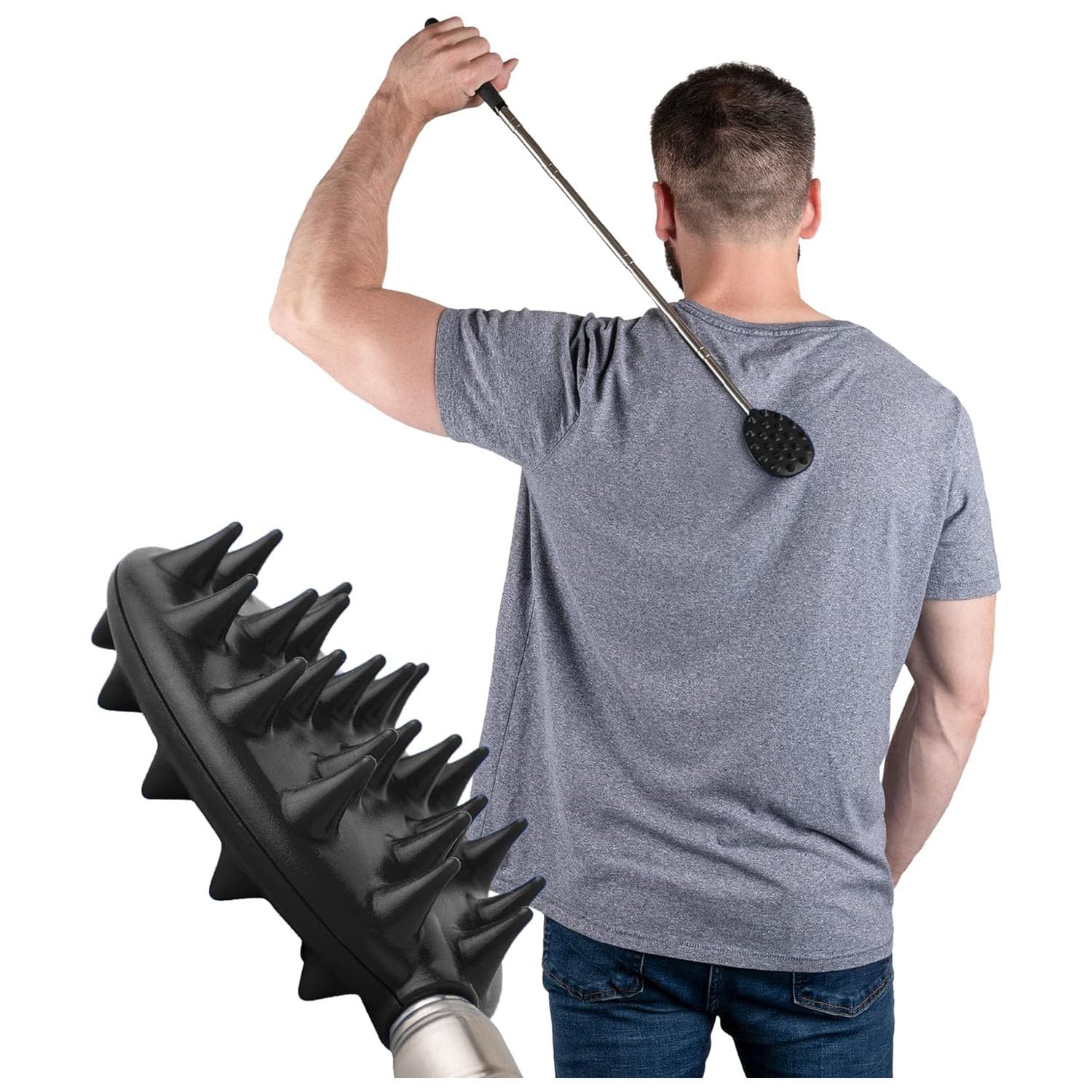 Buy now Cactus Scratcher Extendable Telescopic Back Scratcher - Extends 29" Long Double Sided Retractable Scratching Tool for Hand, Neck, Head, and Body - Universal Gift for Family, Pets, and Friends, Black Extendable Big Stick Black at indiglob india