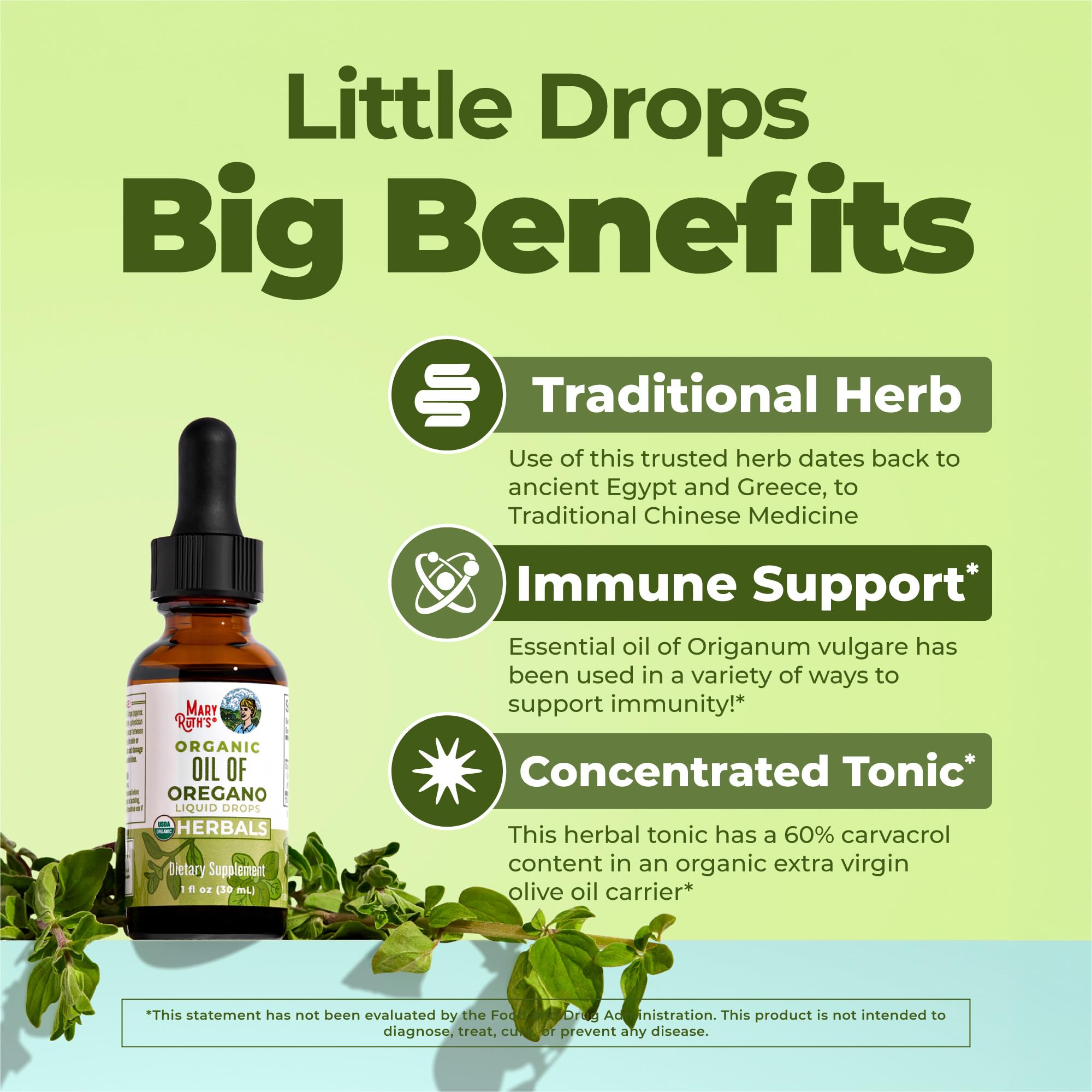 MARYRUTH'S Organic Oil of Oregano Liquid Drops, Sugar Free, 6 Month Supply | 60% Carvacrol, Immune Support Supplement, Traditional Use Herb, Vegan, USDA Organic, CLP Certified, Non-GMO, 200 Servings