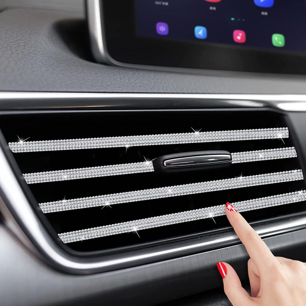 Buy now INSAUTO Bling Car Vent Outlet Trim,Bling Car Accessories for Women and Girls,10Pcs Rhinestone Car Air Conditioner Vent Decoration Strip(White) at indiglob india