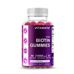 Vitamatic Biotin 10,000 mcg, 60 Vegan Gummies, Raspberry Flavor-2 Pack | 10000 mcg Per Serving, Natural Raspberry Flavor, Pectin Based, Non-GMO, Gluten Free, GMP Certified