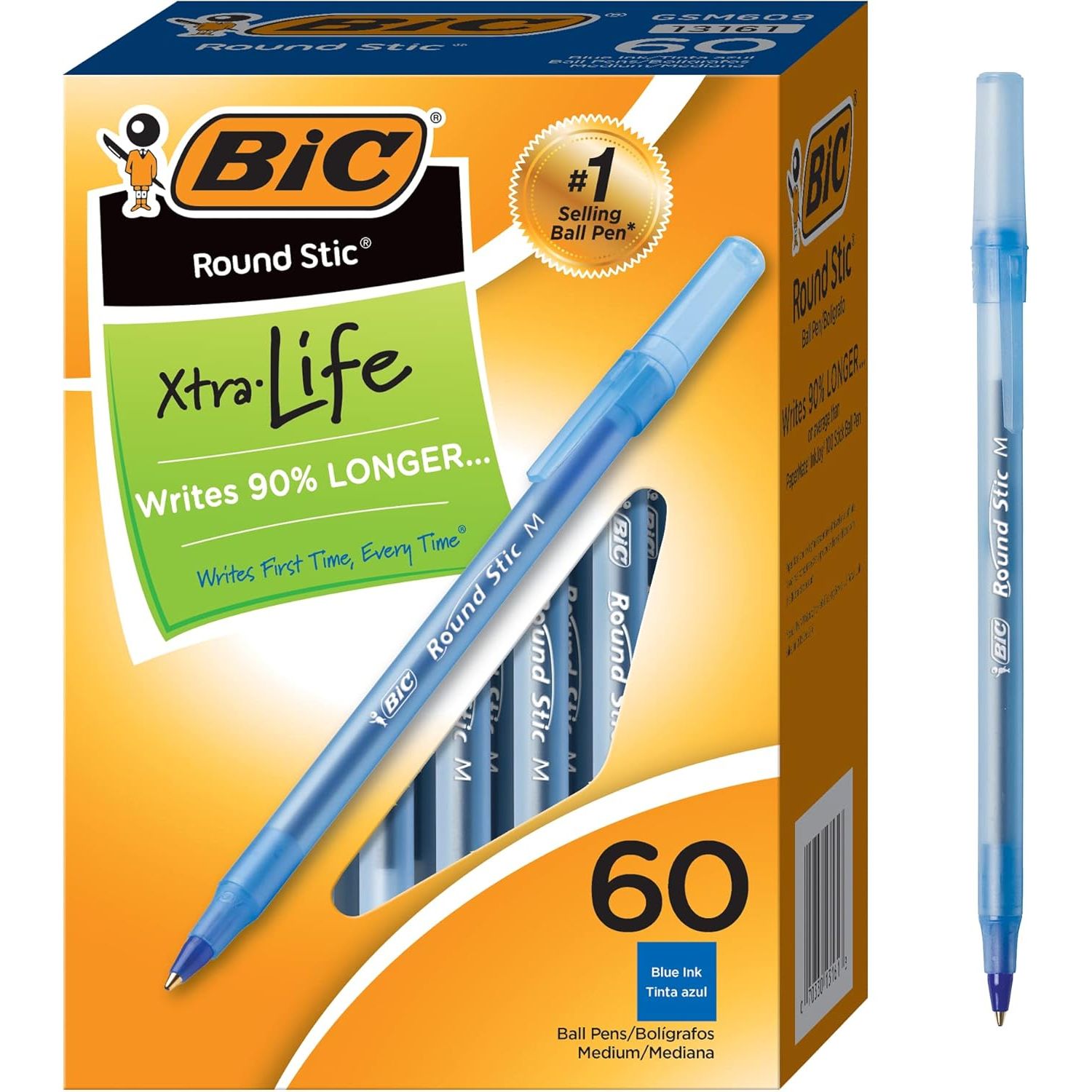 Buy now BIC Round Stic Xtra Life Ballpoint Pen, Ultra Long Lasting and Consistent Ink Flow, 60-Count in Black Ink 60 Count (Pack of 1) Blue at indiglob india